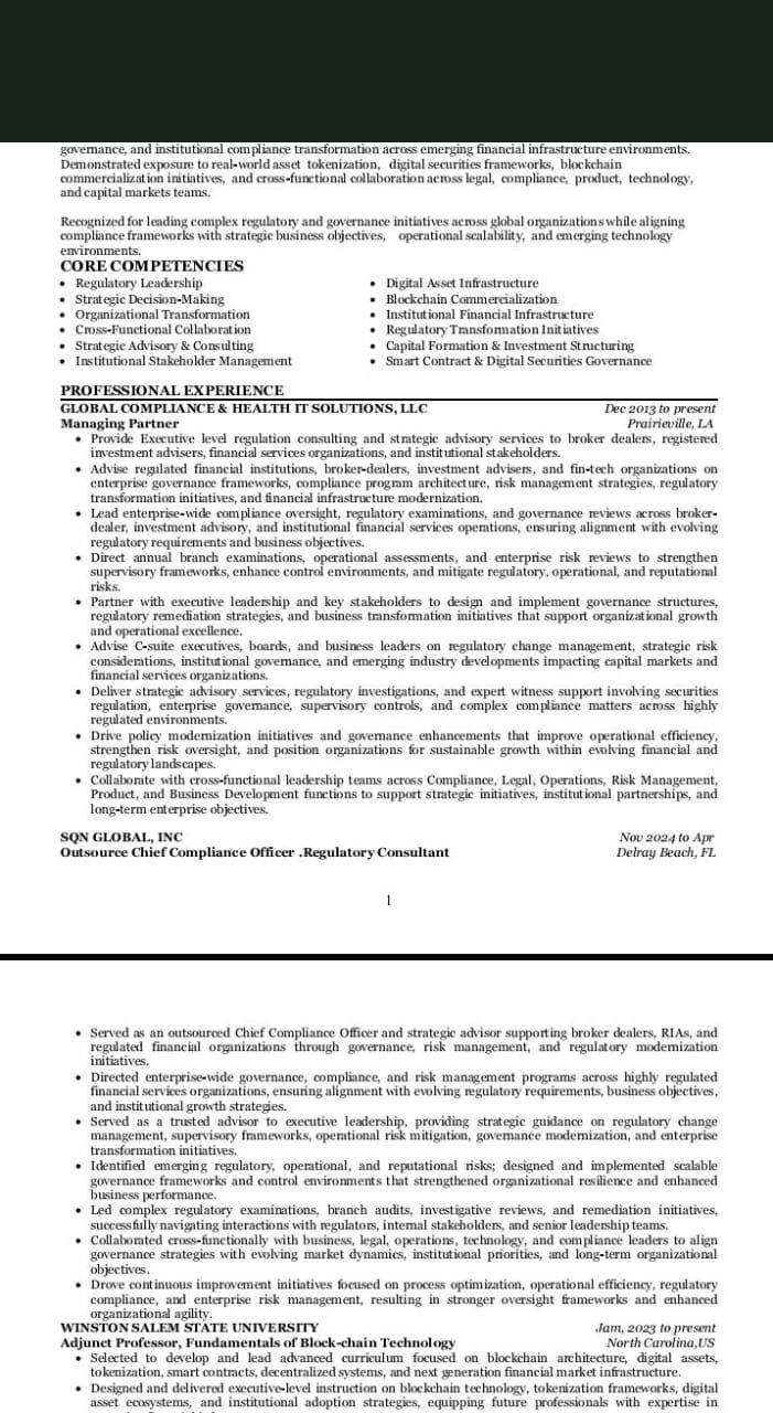 Sample resume: Capital Markets & Digital Assets Executive