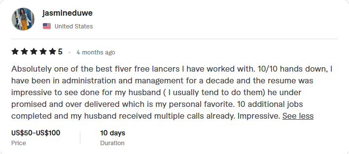 Client review: five stars, under-promised and over-delivered