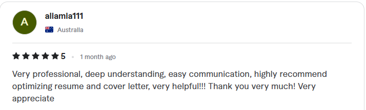 Client review: five stars, very professional with easy communication